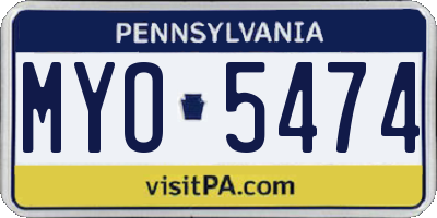 PA license plate MYO5474