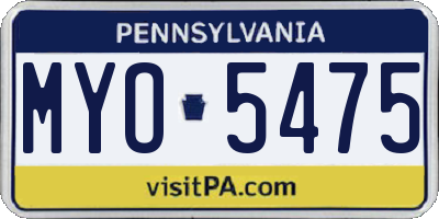 PA license plate MYO5475