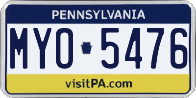 PA license plate MYO5476
