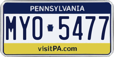 PA license plate MYO5477