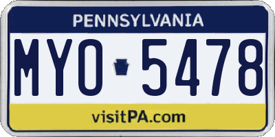PA license plate MYO5478