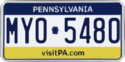 PA license plate MYO5480