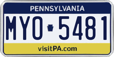 PA license plate MYO5481