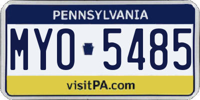 PA license plate MYO5485