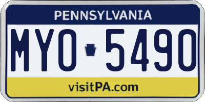 PA license plate MYO5490