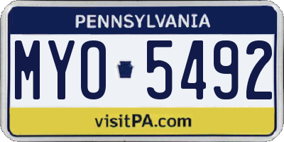 PA license plate MYO5492