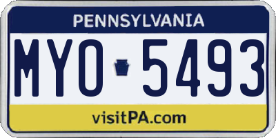 PA license plate MYO5493