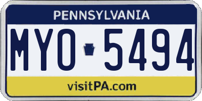 PA license plate MYO5494