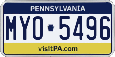 PA license plate MYO5496