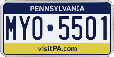 PA license plate MYO5501