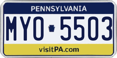 PA license plate MYO5503