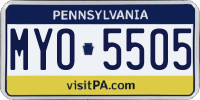 PA license plate MYO5505