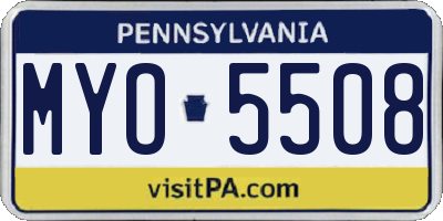 PA license plate MYO5508