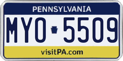 PA license plate MYO5509