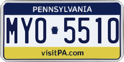 PA license plate MYO5510