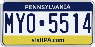PA license plate MYO5514