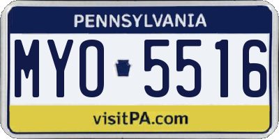 PA license plate MYO5516