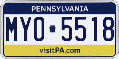 PA license plate MYO5518