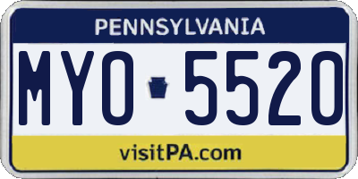 PA license plate MYO5520