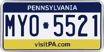 PA license plate MYO5521