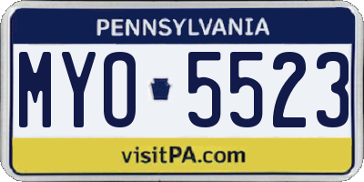 PA license plate MYO5523