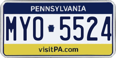 PA license plate MYO5524