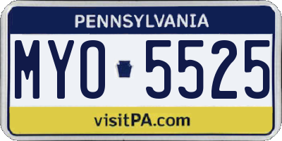 PA license plate MYO5525