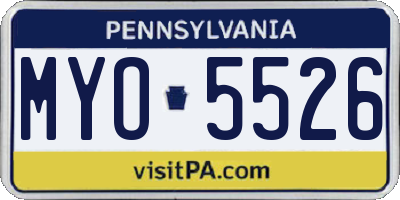 PA license plate MYO5526