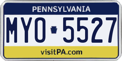 PA license plate MYO5527