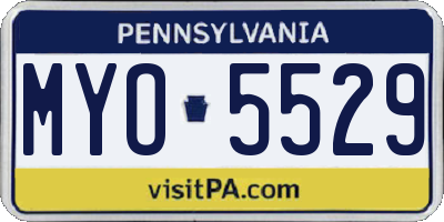 PA license plate MYO5529