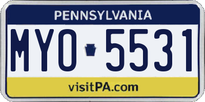 PA license plate MYO5531