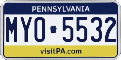 PA license plate MYO5532
