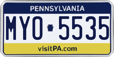 PA license plate MYO5535