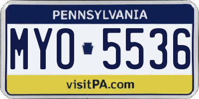 PA license plate MYO5536
