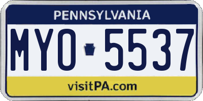 PA license plate MYO5537