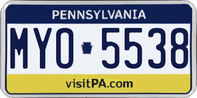 PA license plate MYO5538
