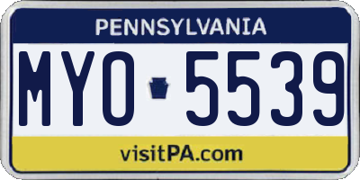 PA license plate MYO5539