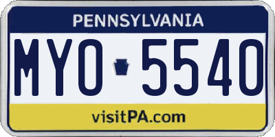 PA license plate MYO5540