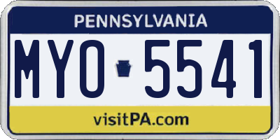 PA license plate MYO5541