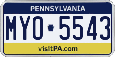 PA license plate MYO5543