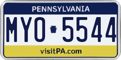 PA license plate MYO5544