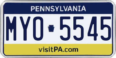 PA license plate MYO5545