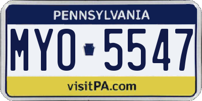 PA license plate MYO5547