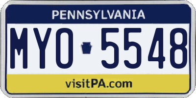 PA license plate MYO5548
