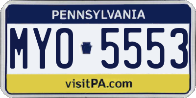 PA license plate MYO5553