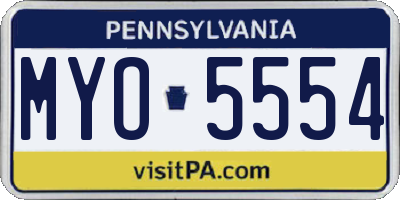 PA license plate MYO5554