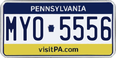 PA license plate MYO5556