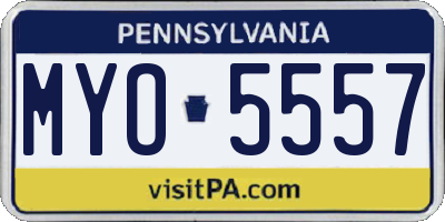 PA license plate MYO5557