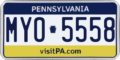 PA license plate MYO5558