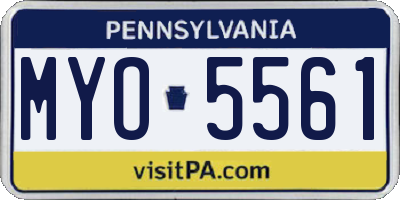 PA license plate MYO5561